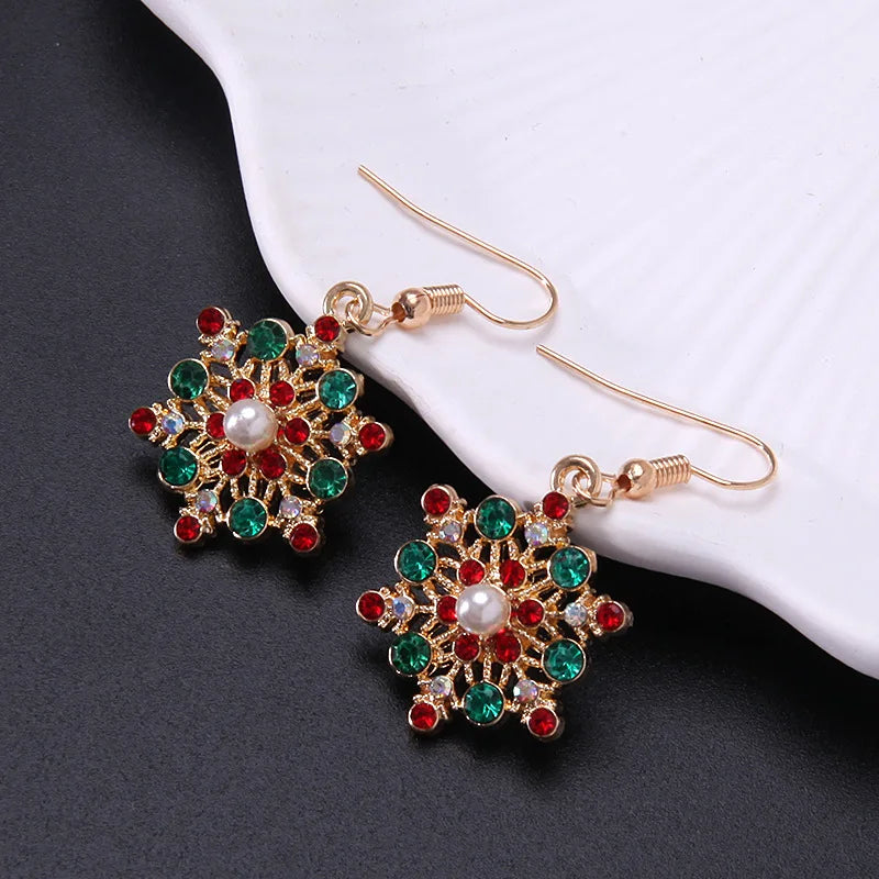 Pendientes Colgantes Copo de Nieve con Circonita para Mujer estilo 4