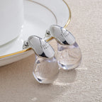 Pendientes de Clavo Gota de Agua Transparente plata