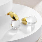 Pendientes de Clavo Gota de Agua Transparente oro