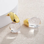 Pendientes de Clavo Gota de Agua Transparente oro