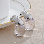 Pendientes de Clavo Gota de Agua Transparente plata