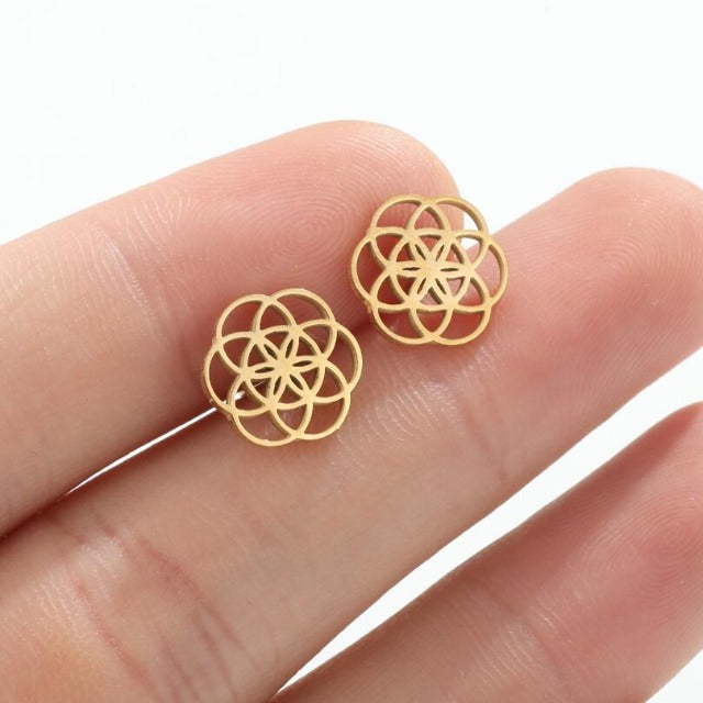 Pendientes Mandala Flor de la Vida Dawapara Mujer oro