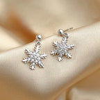 Pendientes Colgantes de Invierno Copo de Nieve para Mujer en plata