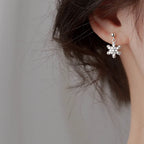 Pendientes Colgantes de Invierno Copo de Nieve para Mujer en plata