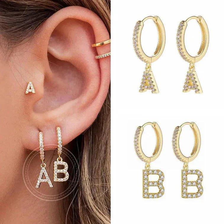Boucles d'oreilles initiale pour femme - lettre
