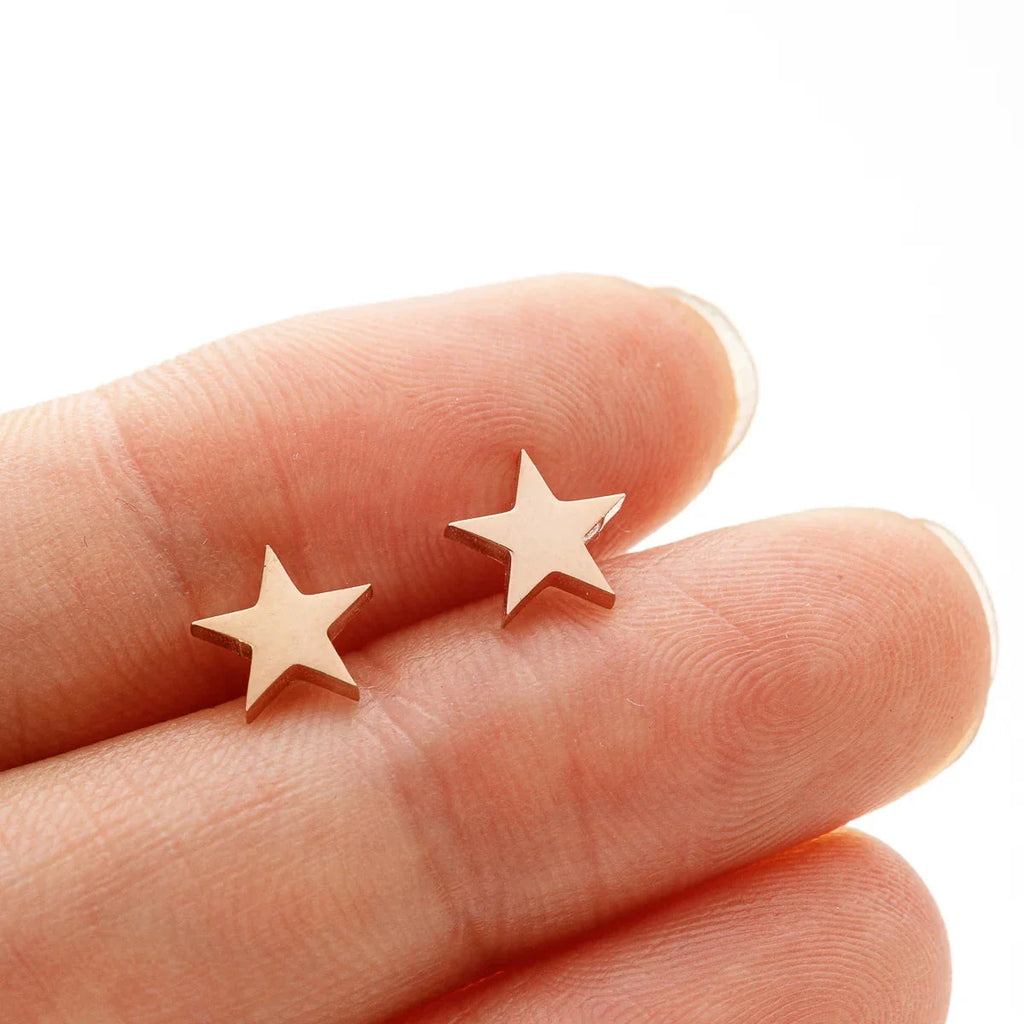 Pendientes Ligeros Clavo Estrella oro rosa