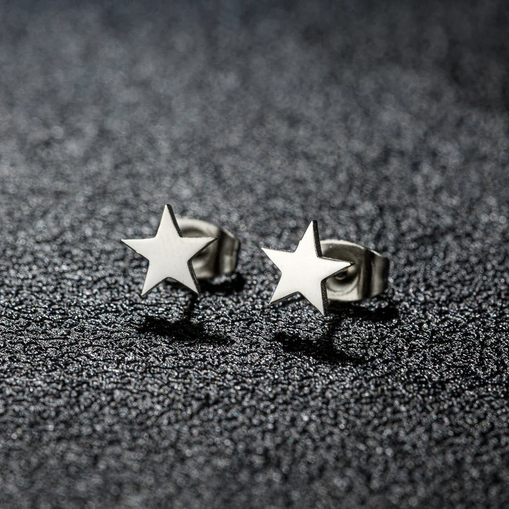Pendientes Ligeros Clavo Estrella plata