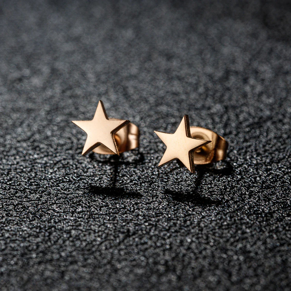 Pendientes Ligeros Clavo Estrella oro rosa