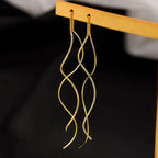 Pendientes largos de plata o oro dorado