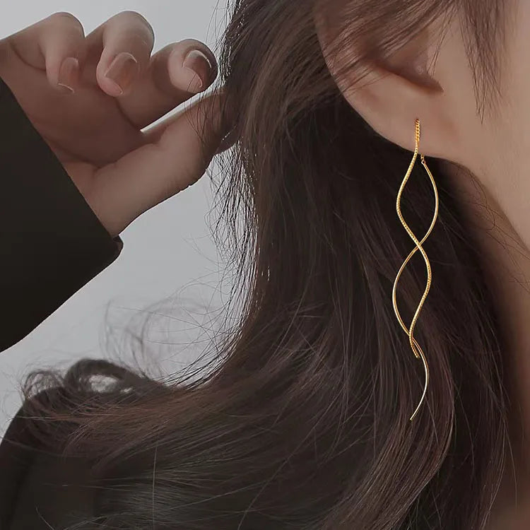 Pendientes largos de plata o oro