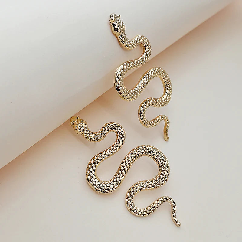 Pendientes Largos Serpiente plata