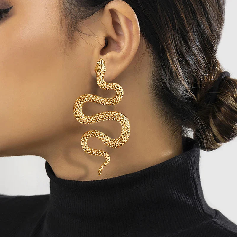 Pendientes Largos Serpiente oro