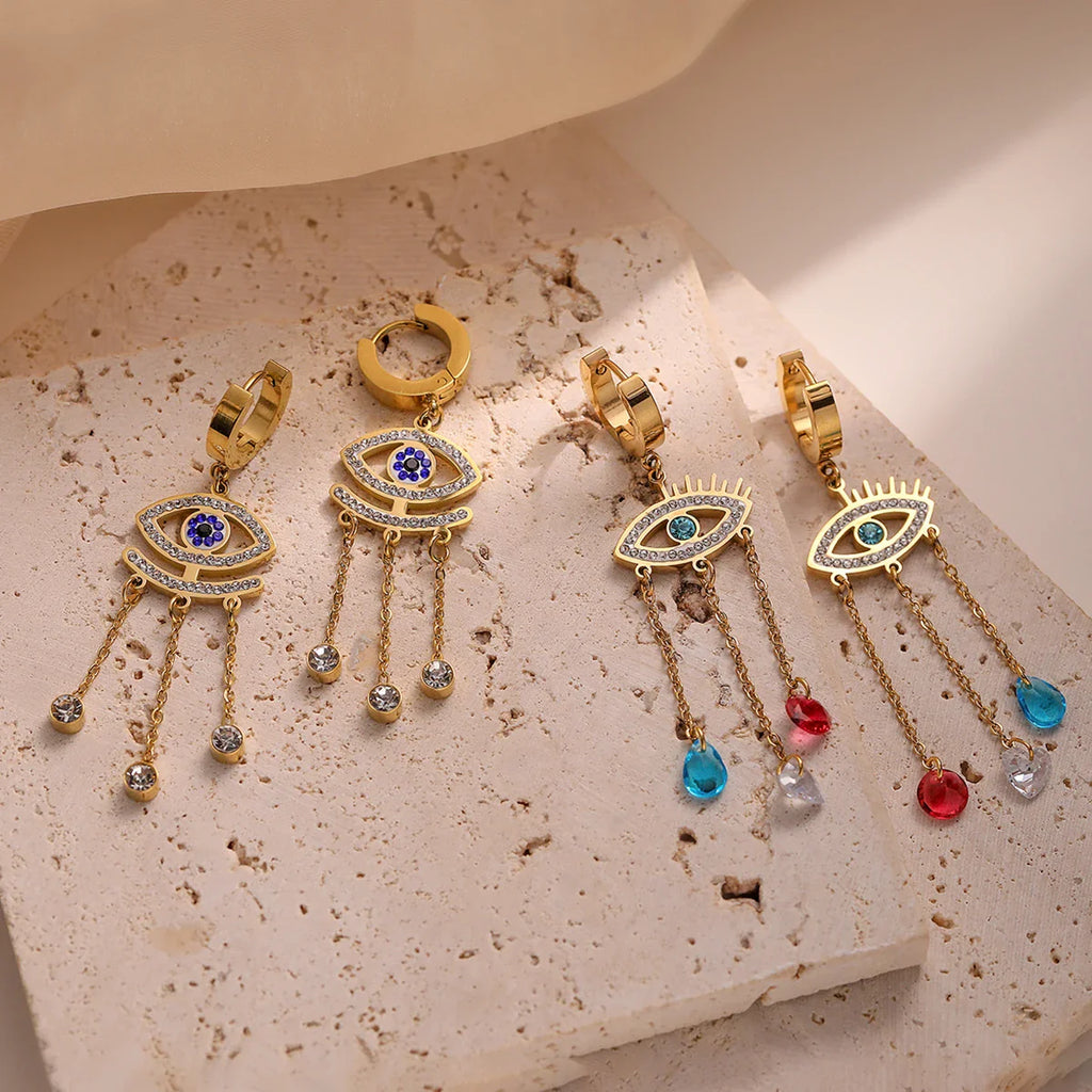 Pendientes Ojo Malo Azul Largos