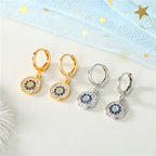 Pendientes Ojo Malvado Azul con Strass Redondos