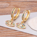 Pendientes Ojo Malo Azul con Circonita Multicolor Estilo Bohemio