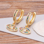 Pendientes Ojo Malo Azul con Circonita Multicolor Estilo Bohemio