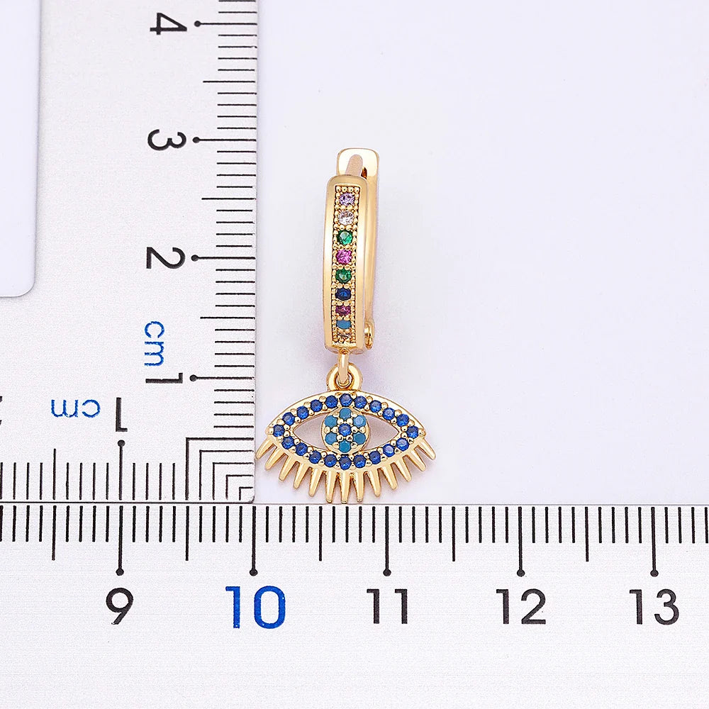 Pendientes Ojo Malo Azul Zirconia Estilo Bohemio