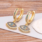 Pendientes Ojo Malo Azul Zirconia Estilo Bohemio