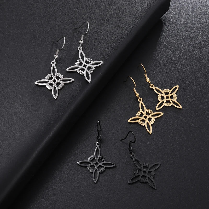 Pendientes Colgantes Nudo de Bruja de Protección para Mujer Wicca negro