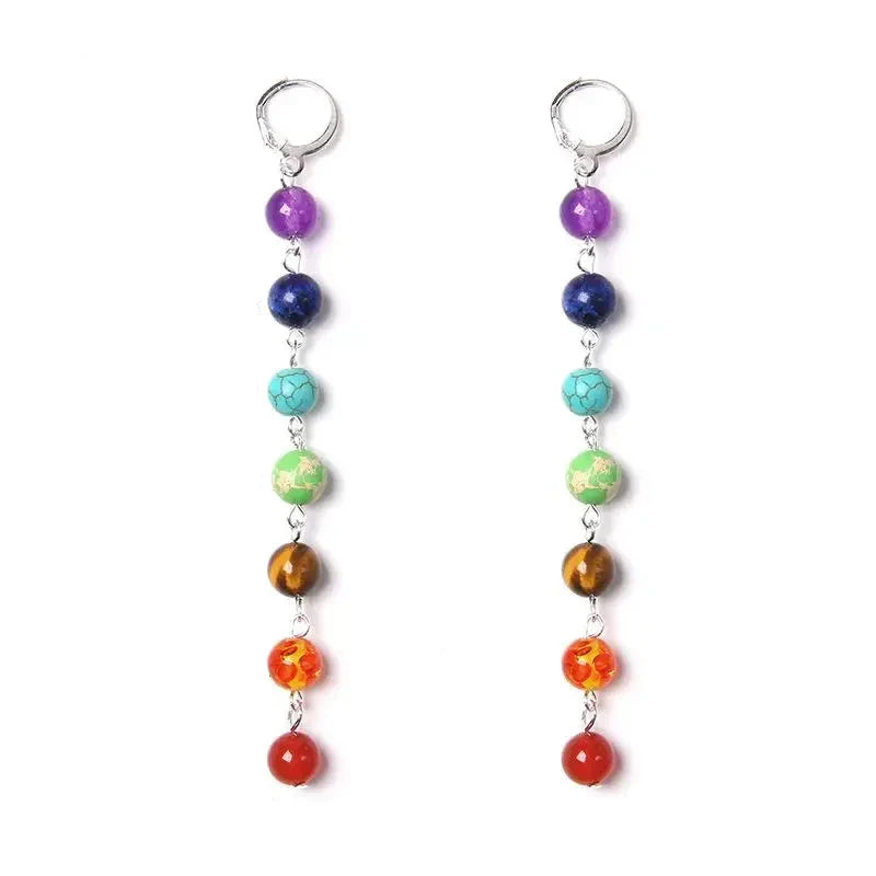 Pendientes Colgantes 7 Chakras Mujer plata