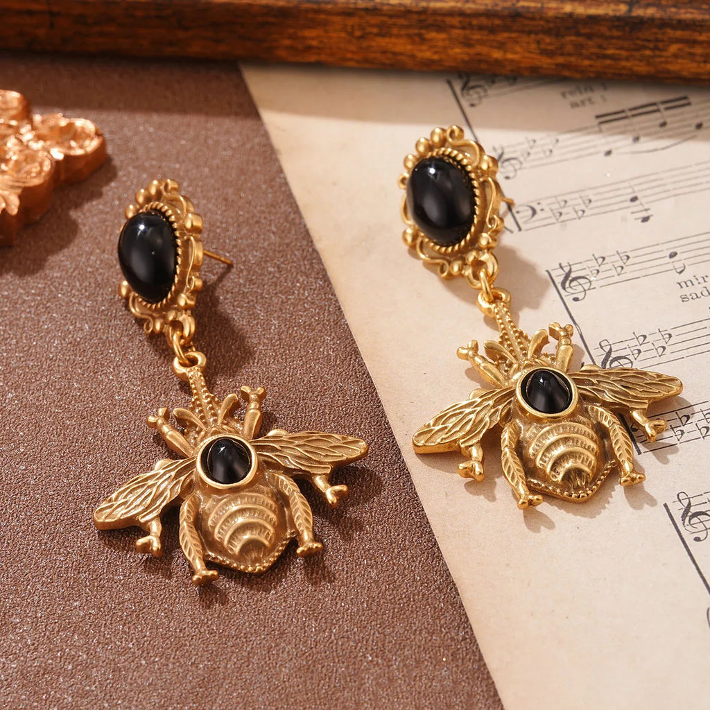 Boucles d'oreilles pendantes abeille