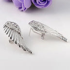 Boucles d'oreilles pendantes ailes d'ange avec strass