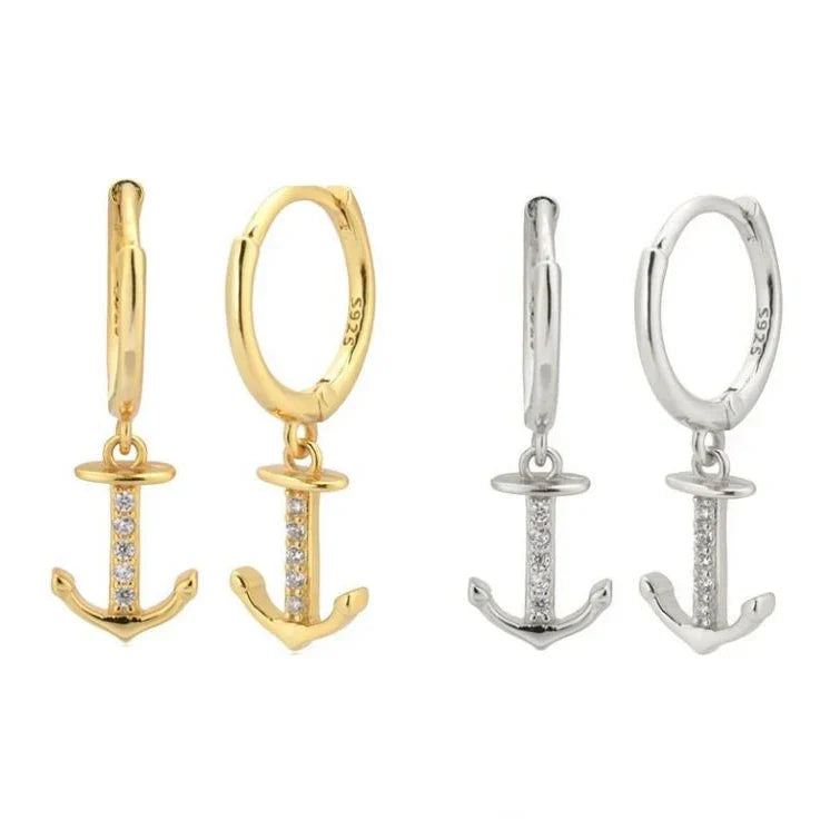 Boucles d'oreilles pendantes ancre