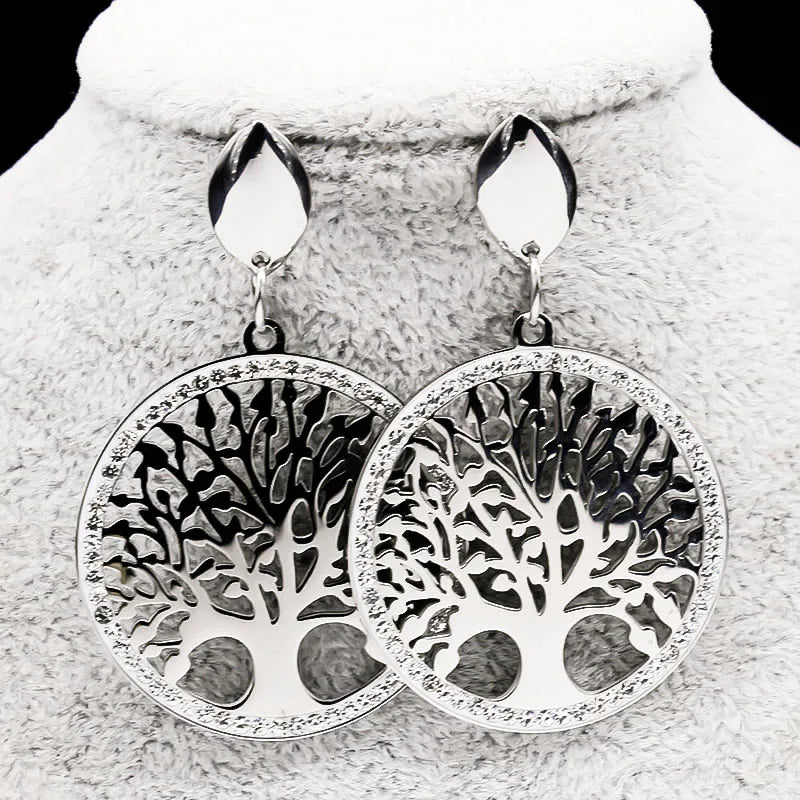 Pendientes Colgantes Árbol de la Vida Plata