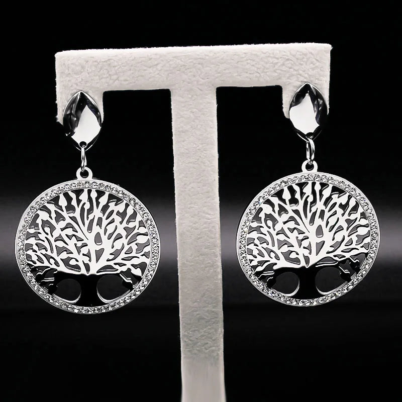 Pendientes Colgantes Árbol de la Vida Plata