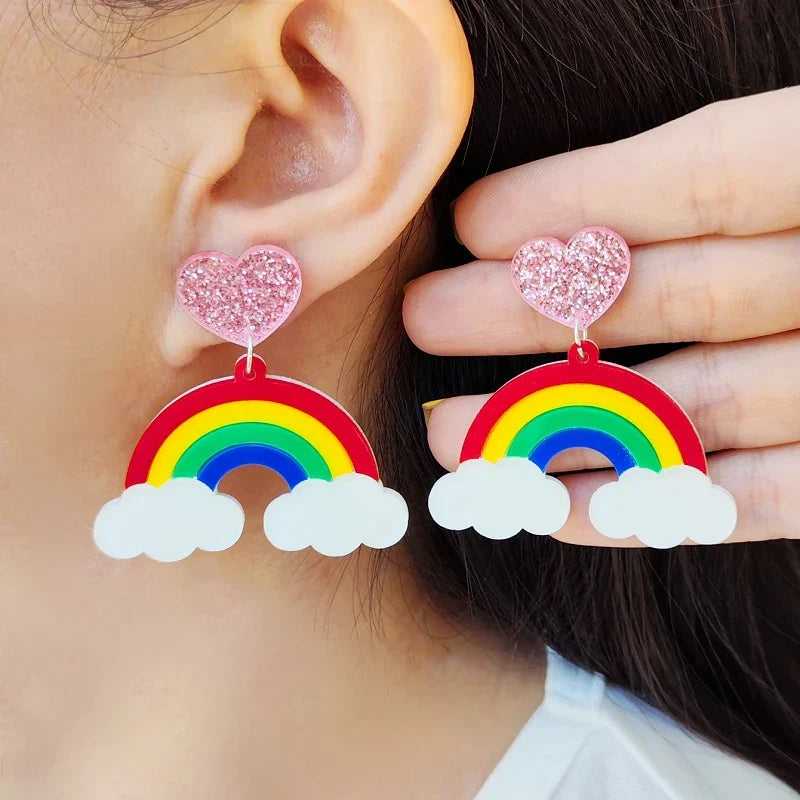Boucles d'oreilles pendantes arc-en-ciel