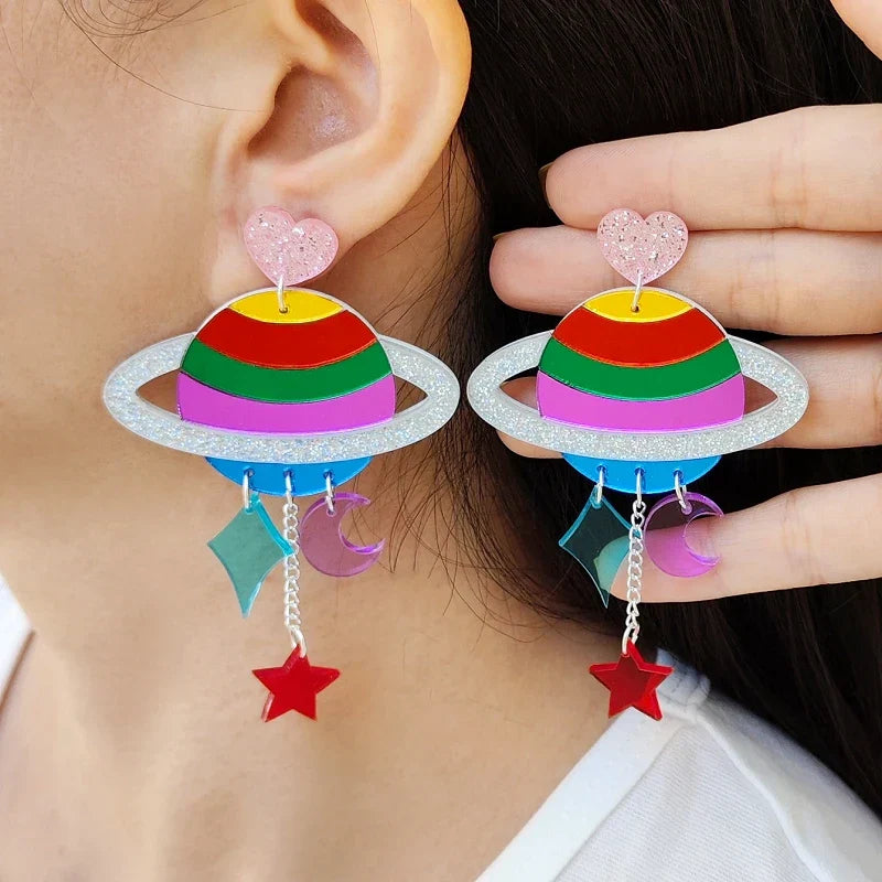 Boucles d'oreilles pendantes arc-en-ciel