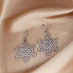 Pendientes Colgantes Plateados Cubo de Metatrón
