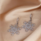 Pendientes Colgantes Plateados Cubo de Metatrón