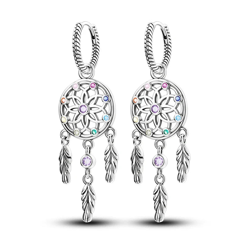 Pendientes Colgantes Atrapasueños con Circonita
