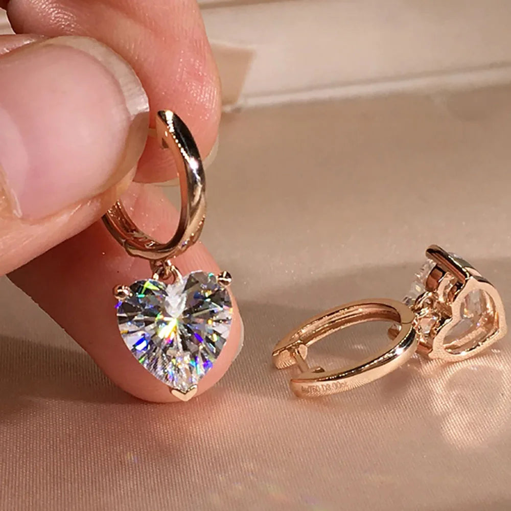 Pendientes Colgantes con Corazón de Zirconia