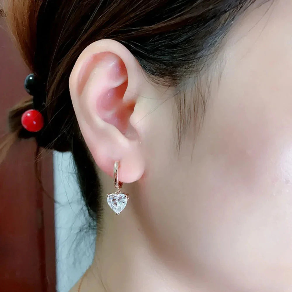 Pendientes Colgantes con Corazón de Zirconia