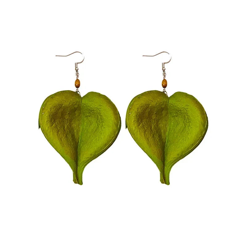 Pendientes Colgantes con Hoja de Color verde
