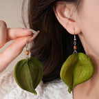 Pendientes Colgantes con Hoja de Color verde