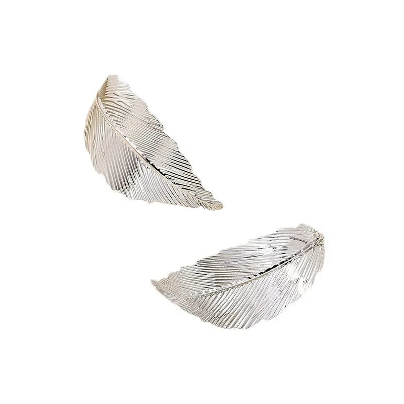 Pendientes Colgantes con Hoja para Mujer plata