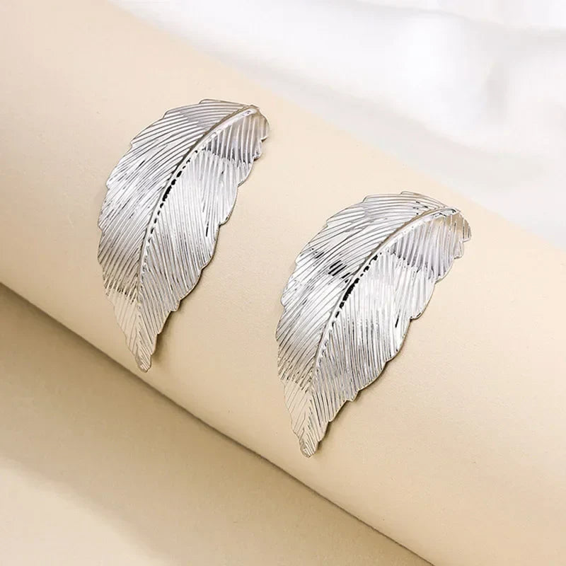 Pendientes Colgantes con Hoja para Mujer plata