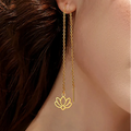 Pendientes Colgantes con Delicada Flor de Loto oro