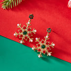 Pendientes Colgantes con Copo de Nieve rojo