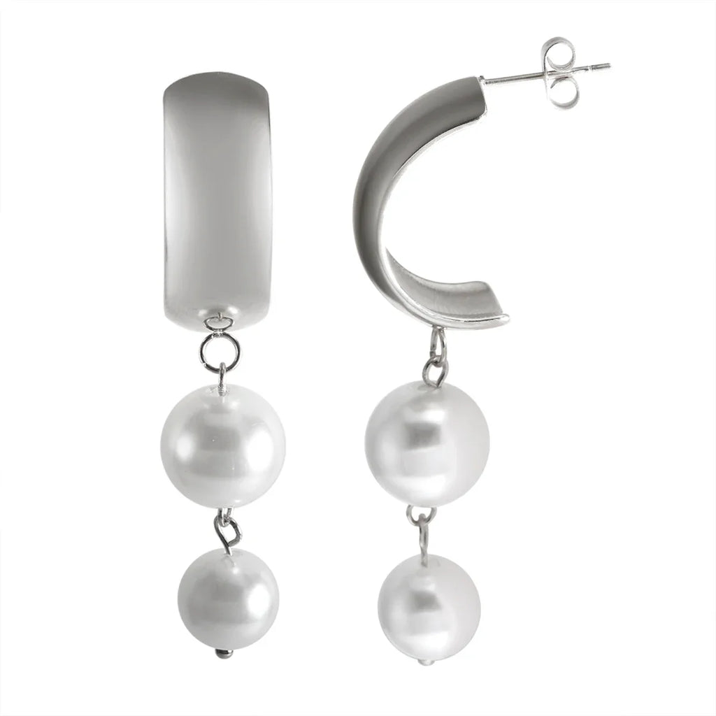 Pendientes Colgantes con Perlas plata