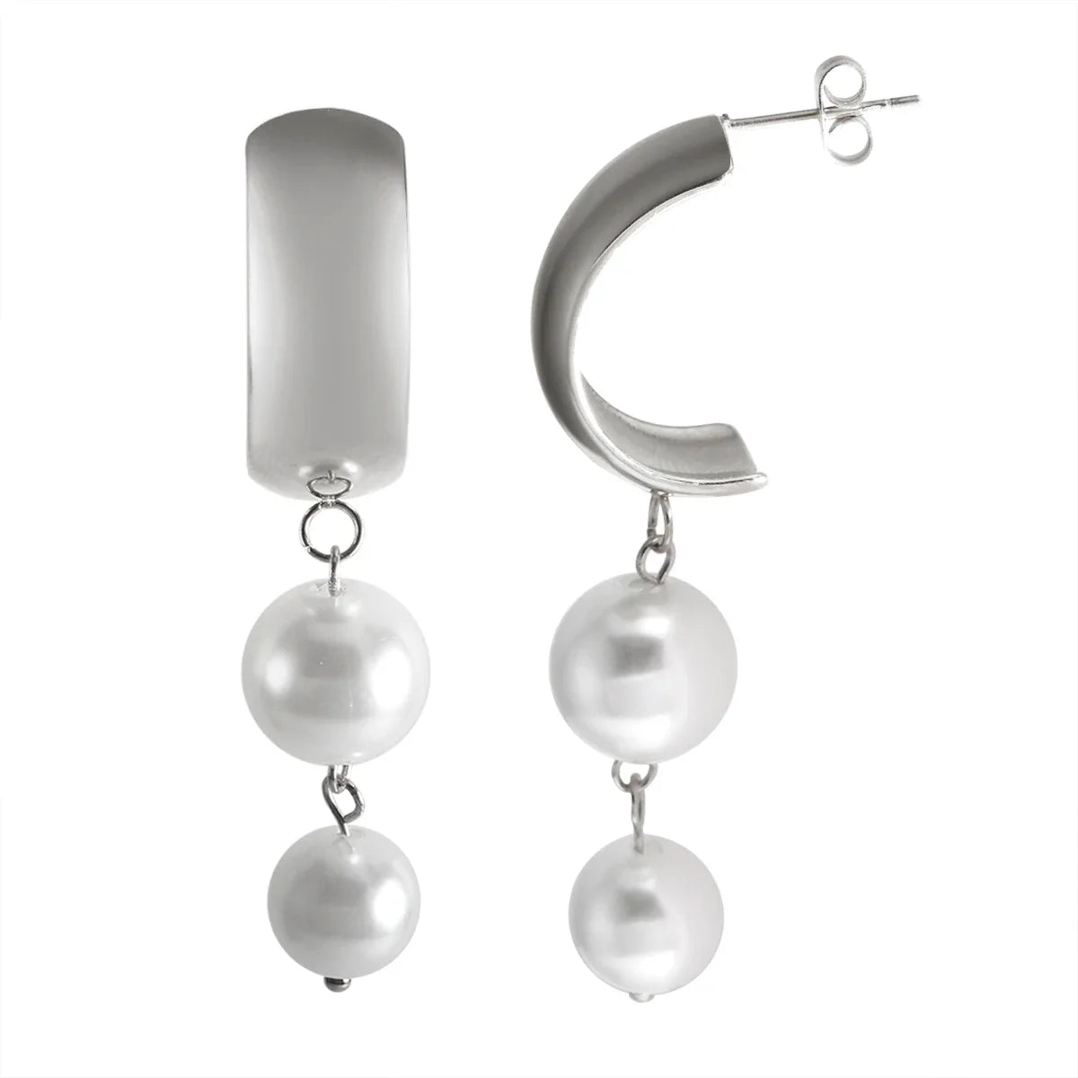 Pendientes Colgantes con Perlas plata