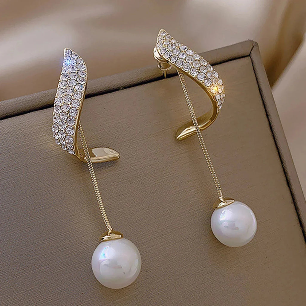 Pendientes Colgantes con Perlas Blancas 1