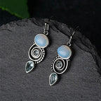 Pendientes Colgantes con Piedra de Luna y Circonio