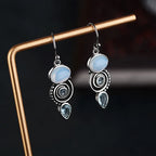Pendientes Colgantes con Piedra de Luna y Circonio