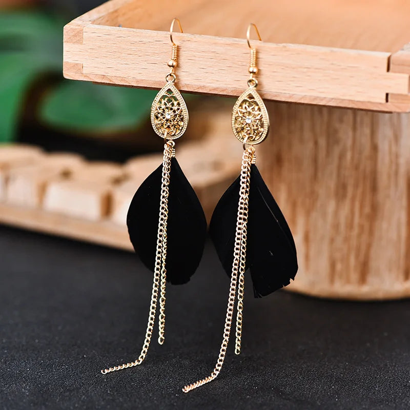 Pendientes Colgantes Bohemios Pluma 3