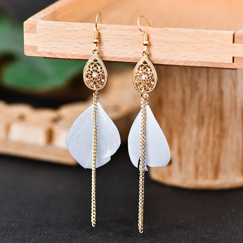 Pendientes Colgantes Bohemios Pluma 5