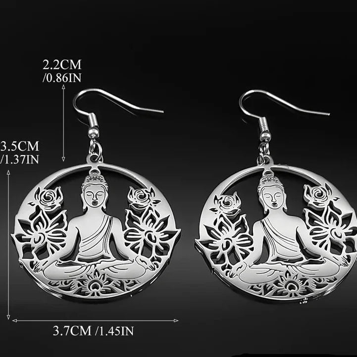 Pendientes Colgantes Buda y Flor de Loto